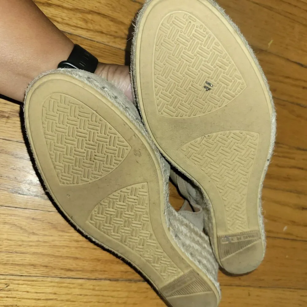 VERBENAS Maika Suede Wedge Sandals Espadrille Size 38 US 7.5